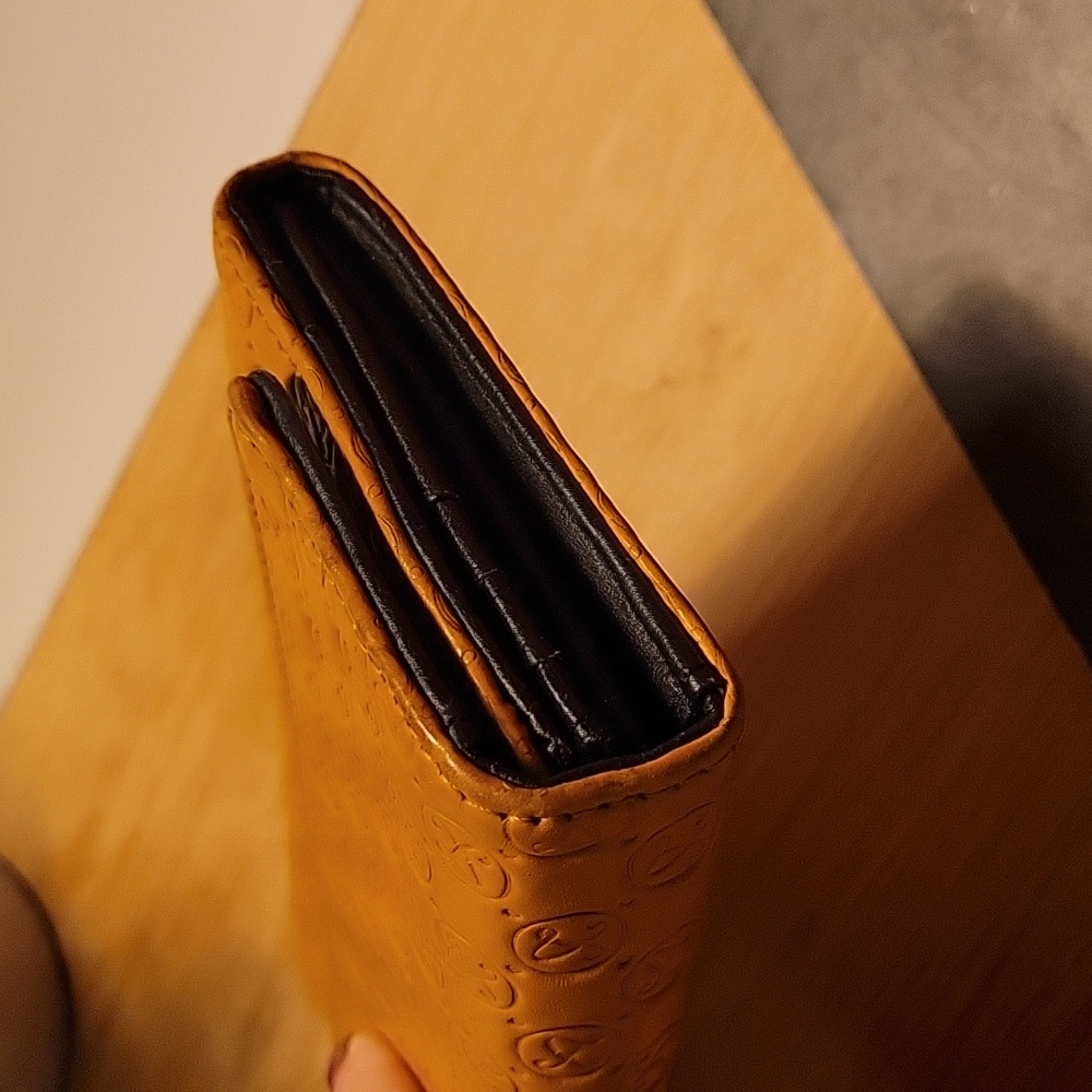 Divina Firenze Genuine Leather Made In Italy Monogram Wallet in Dark Mustard - Picture 7 of 9